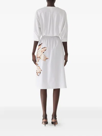 Jason Wu Collection Floral-print Elasticated-waist Midi Dress In White