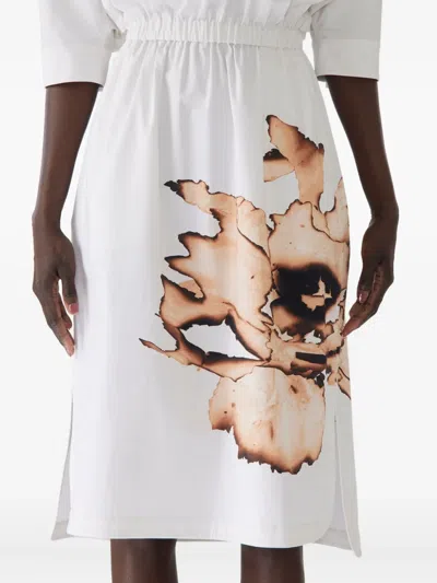 Jason Wu Collection Floral-print Elasticated-waist Midi Dress In White