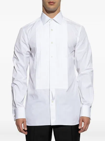 Tom Ford Pleated-front Shirt In White