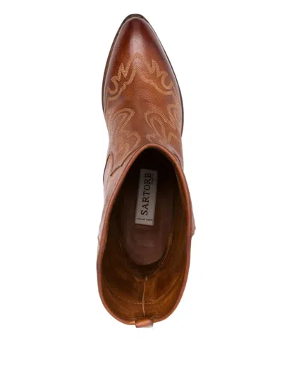 西部牛仔风皮质中筒靴