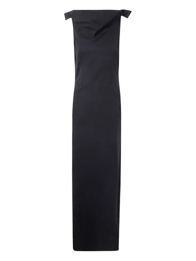 Jean Paul Gaultier Long Backless Dress With Belt On The Back Clothing In Blue