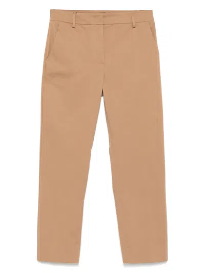 Weekend Max Mara Stretch Gabardine Trousers In Brown