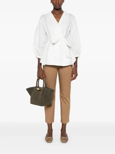 Weekend Max Mara Stretch Gabardine Trousers In Brown