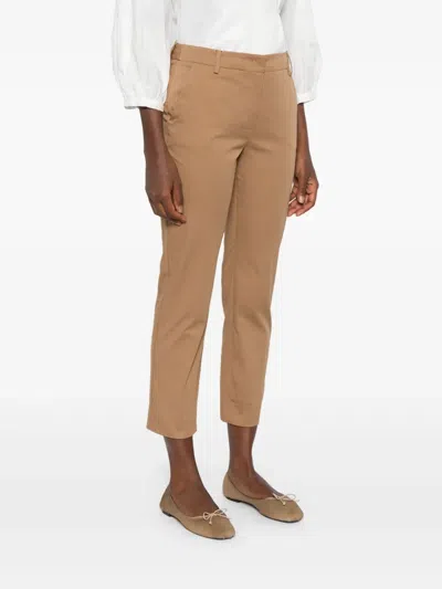 Weekend Max Mara Stretch Gabardine Trousers In Brown