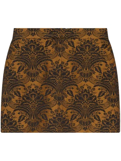 Max Mara Pomezia Technical Wool Jacquard Miniskirt In Brown