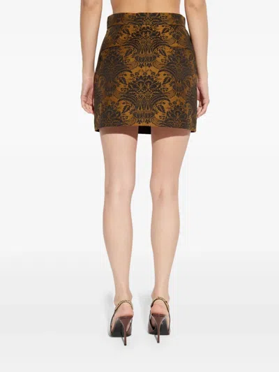 Max Mara Pomezia Technical Wool Jacquard Miniskirt In Brown