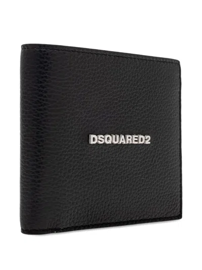 Dsquared2 Logo-plaque Leather Wallet In Black