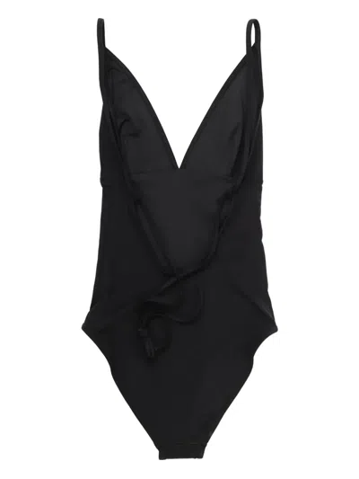 Totême Womens Black Classic Logo-print Swimsuit In Black