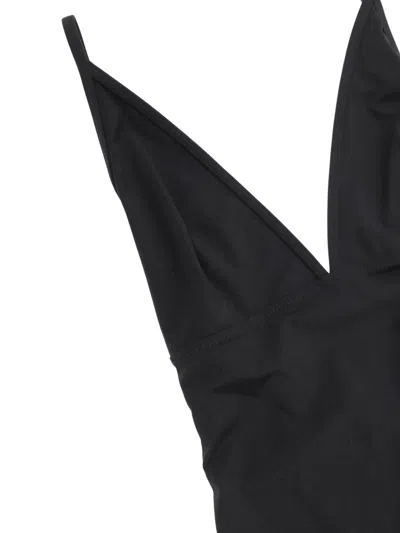 Totême Womens Black Classic Logo-print Swimsuit In Black