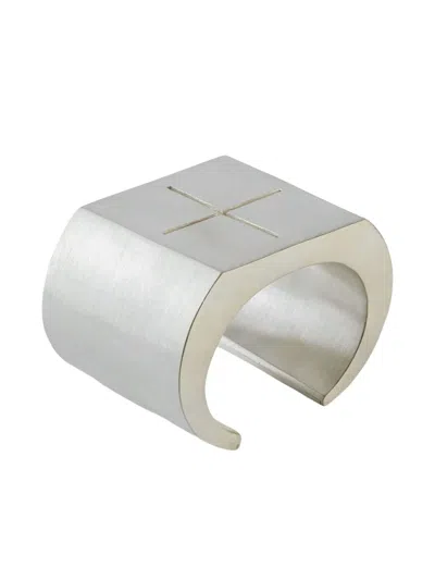 Parts Of Four Sterling-silver Crescent Plane Cross-detail Bracelet In Metallic