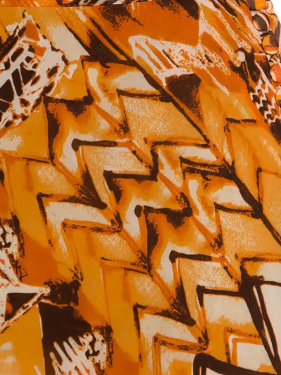Pre-owned Escada Abstract-print Silk Skirt