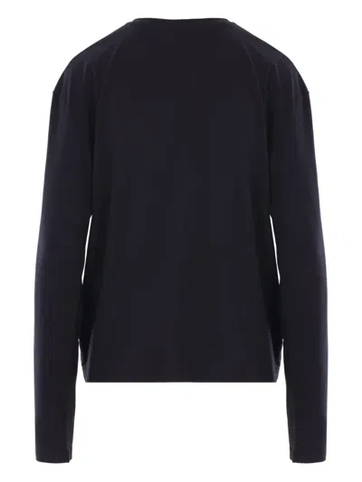 Totême Crew Neck Long Sleeves Plain T-shirt In Black