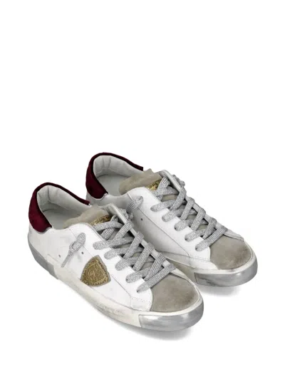 Philippe Model Distressed Leather Low-top Sneakers In White