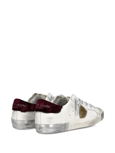 Philippe Model Distressed Leather Low-top Sneakers In White