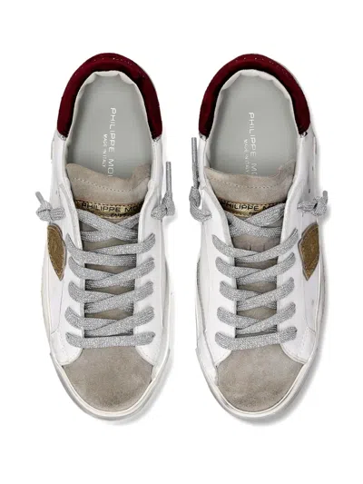 Philippe Model Distressed Leather Low-top Sneakers In White