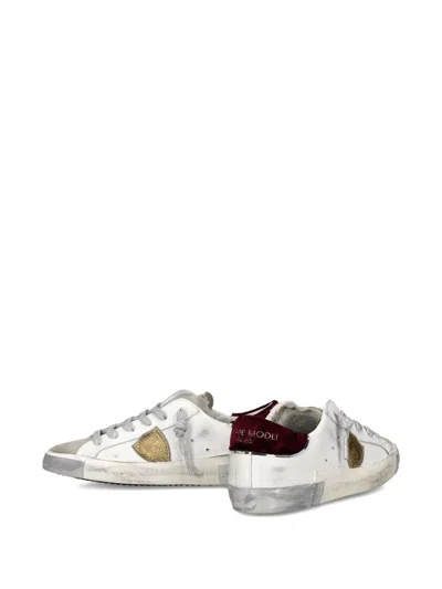 Philippe Model Distressed Leather Low-top Sneakers In White