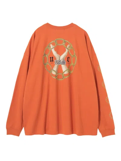 Undercover Chain-print Long-sleeve T-shirt In Orange