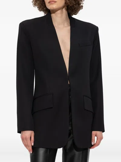 Attico Padded-shoulder Wool Blazer In Black