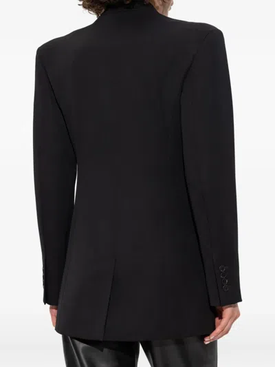 Attico Padded-shoulder Wool Blazer In Black
