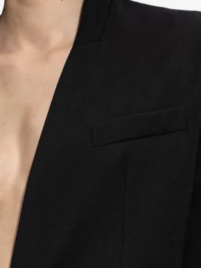 Attico Padded-shoulder Wool Blazer In Black