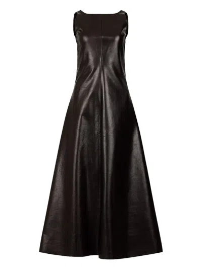 Entire Studios Sleeveless Leather Midi Dress In Black
