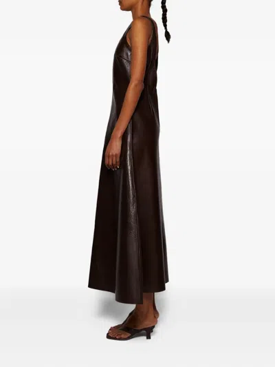 Entire Studios Sleeveless Leather Midi Dress In Black