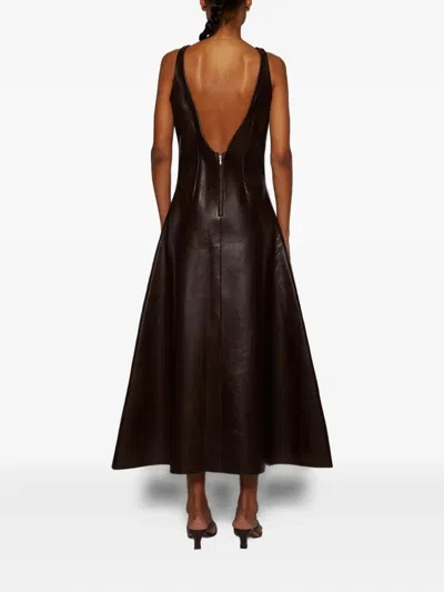Entire Studios Sleeveless Leather Midi Dress In Black