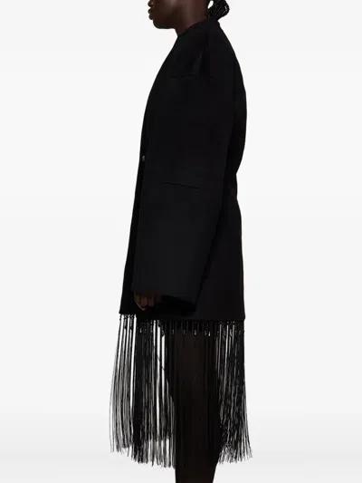 Entire Studios Fringe-detailing Wrap Coat In Black