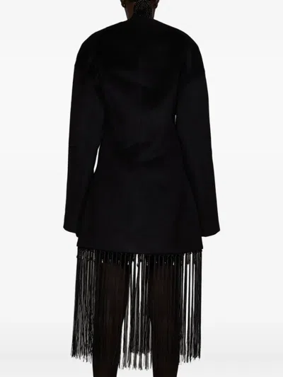 Entire Studios Fringe-detailing Wrap Coat In Black