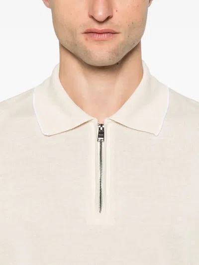 Hugo Boss Boss Ivory Polo Shirt With Half-zip In Neutral