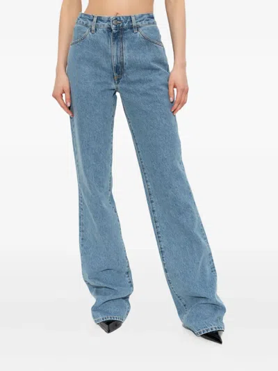 Attico Belt Loop Denim Trousers In Blue
