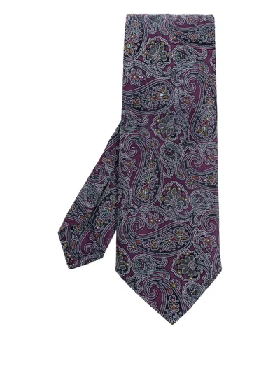 Etro Paisley-print Silk Tie In Purple