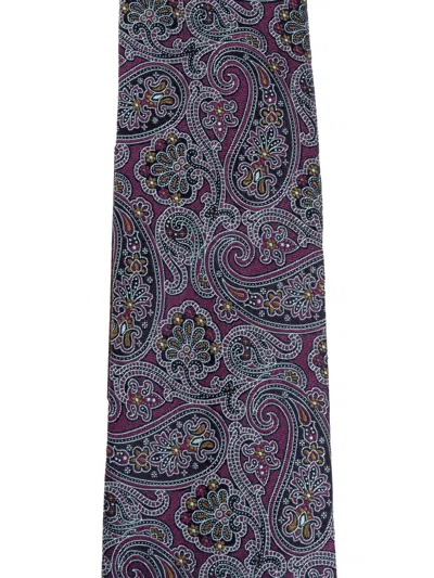 Etro Paisley-print Silk Tie In Purple