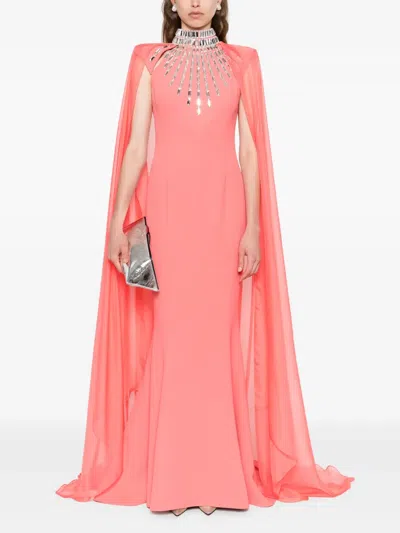 Jean Louis Sabaji Embellished Cape Dress In Pink