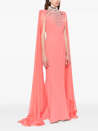 Jean Louis Sabaji Embellished Cape Dress In Pink