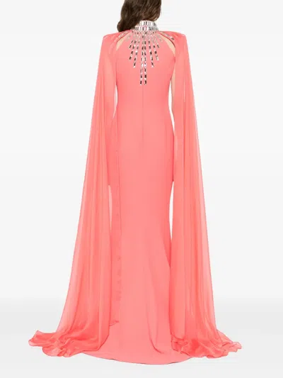 Jean Louis Sabaji Embellished Cape Dress In Pink