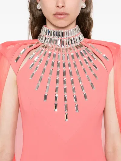 Jean Louis Sabaji Embellished Cape Dress In Pink