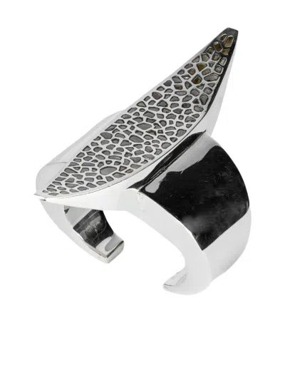 Parts Of Four Sterling-silver Crescent Diamond-pavé Bracelet In Silver