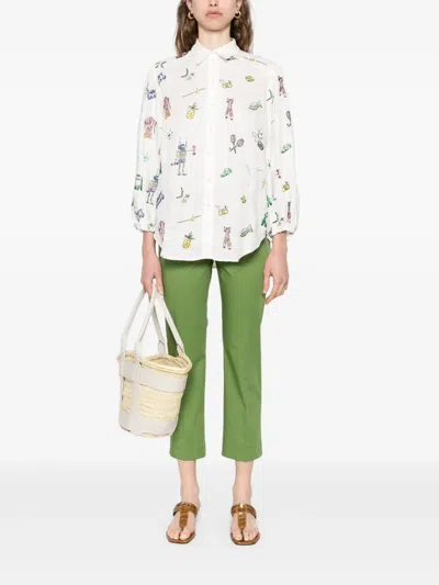 Weekend Max Mara Stretch-cotton Pants In Green