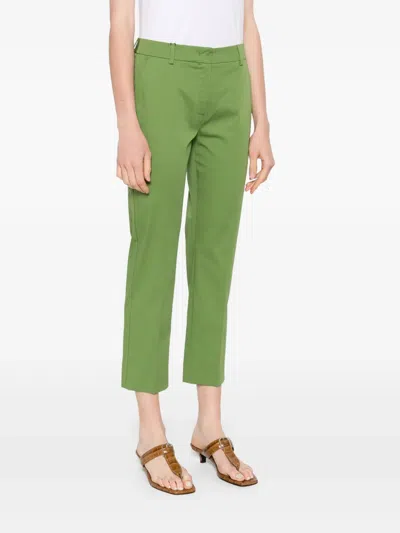 Weekend Max Mara Stretch-cotton Pants In Green