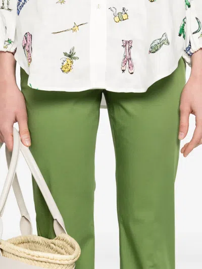 Weekend Max Mara Stretch-cotton Pants In Green