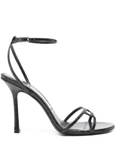 Jimmy Choo 100mm Core Leo Ankle-strap Leather Sandals In Black