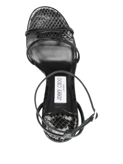 Jimmy Choo 100mm Core Leo Ankle-strap Leather Sandals In Black