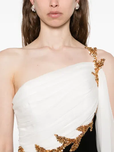 Jean Louis Sabaji Embellished One-shoulder Dress In Black