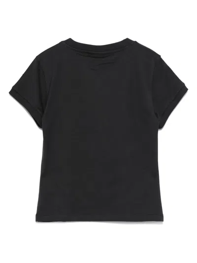 Ganni Washed Black T-shirt With Poodle Print In Animal Print