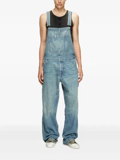 Diesel Denim Pocket Dungarees In Blue