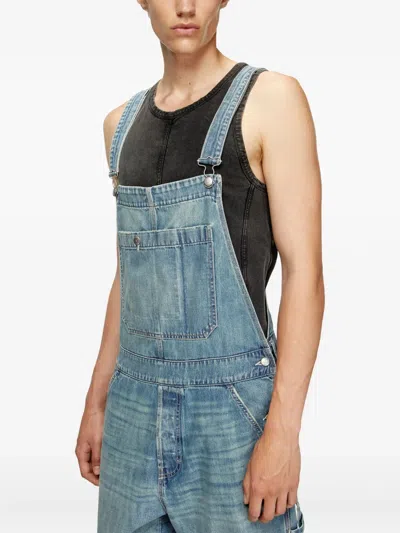 Diesel Denim Pocket Dungarees In Blue