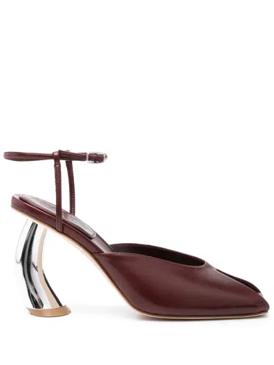 A.w.a.k.e. 85mm Giustine Metallic-heel Peep-toe Pumps In Brown