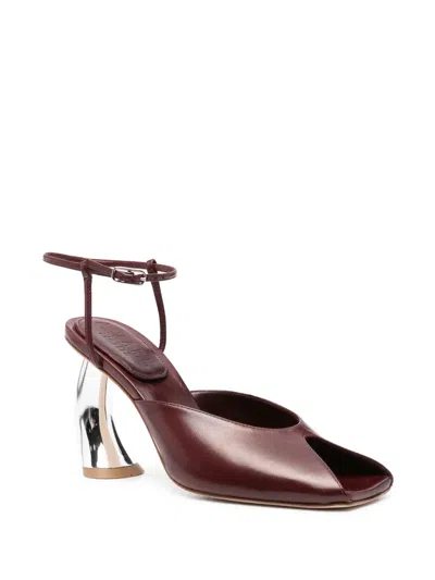 A.w.a.k.e. 85mm Giustine Metallic-heel Peep-toe Pumps In Brown