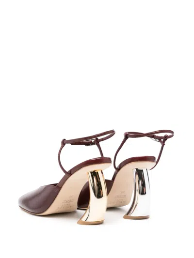A.w.a.k.e. 85mm Giustine Metallic-heel Peep-toe Pumps In Brown